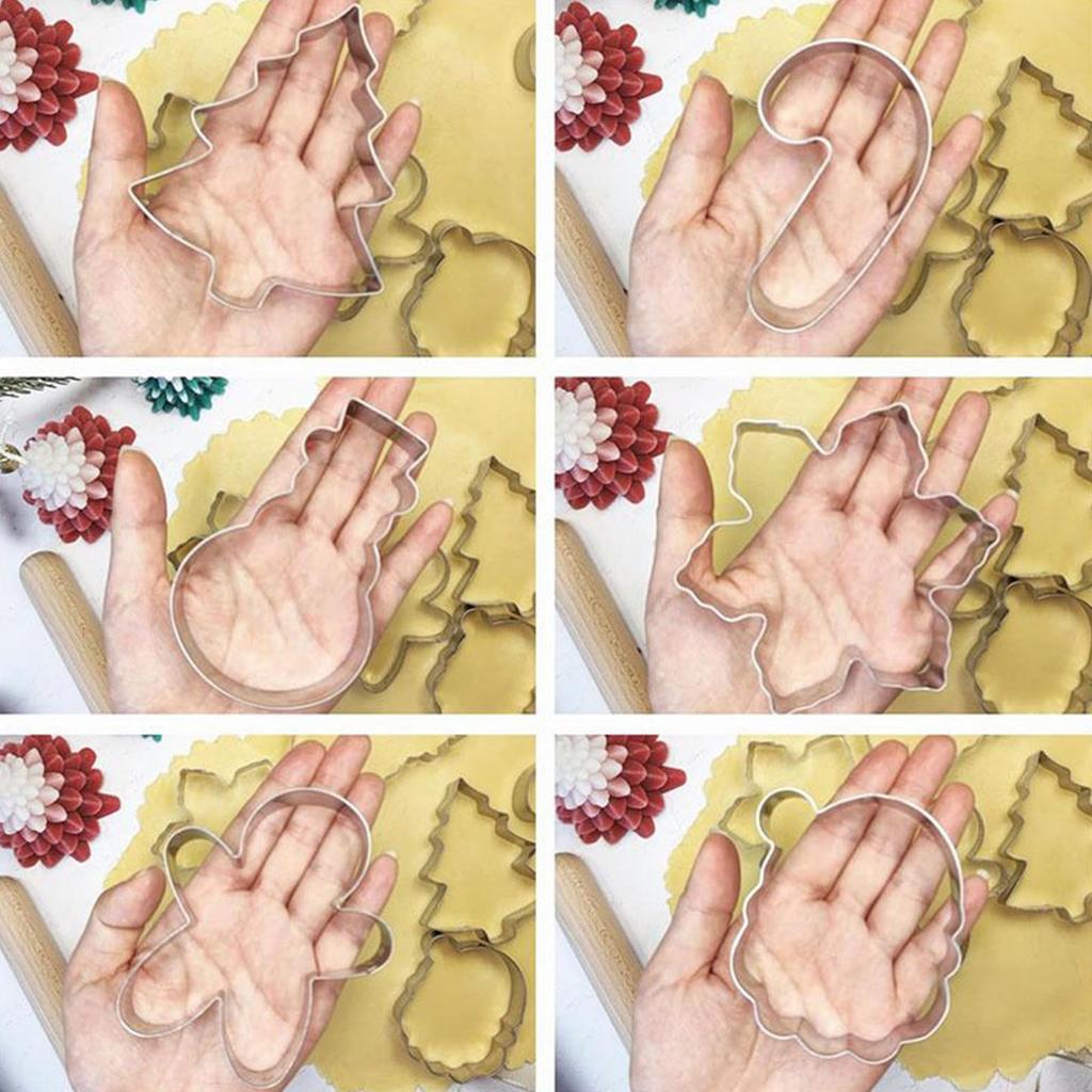 Cookie Molds for Christmas 6 Pieces Stainless Steel Christmas Baking Supplies Cookie Molds for Fondant Cheese Dessert Pastry