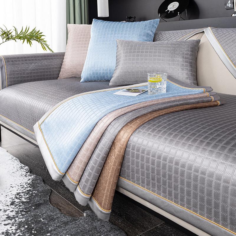 Light Luxury Sofa Cushion Summer Ice Silk Mat Seat Cushion Non-Slip Summer Modern Living Room High-End Leather Sofa Cover Towel