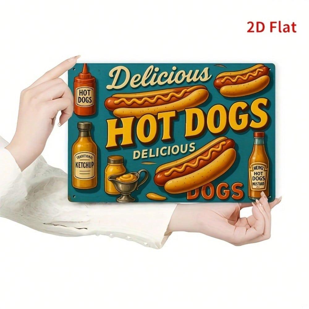 Vintage Hot Dogs Metallschild Retro Küchenwanddekor 7,8x11,8 Zoll