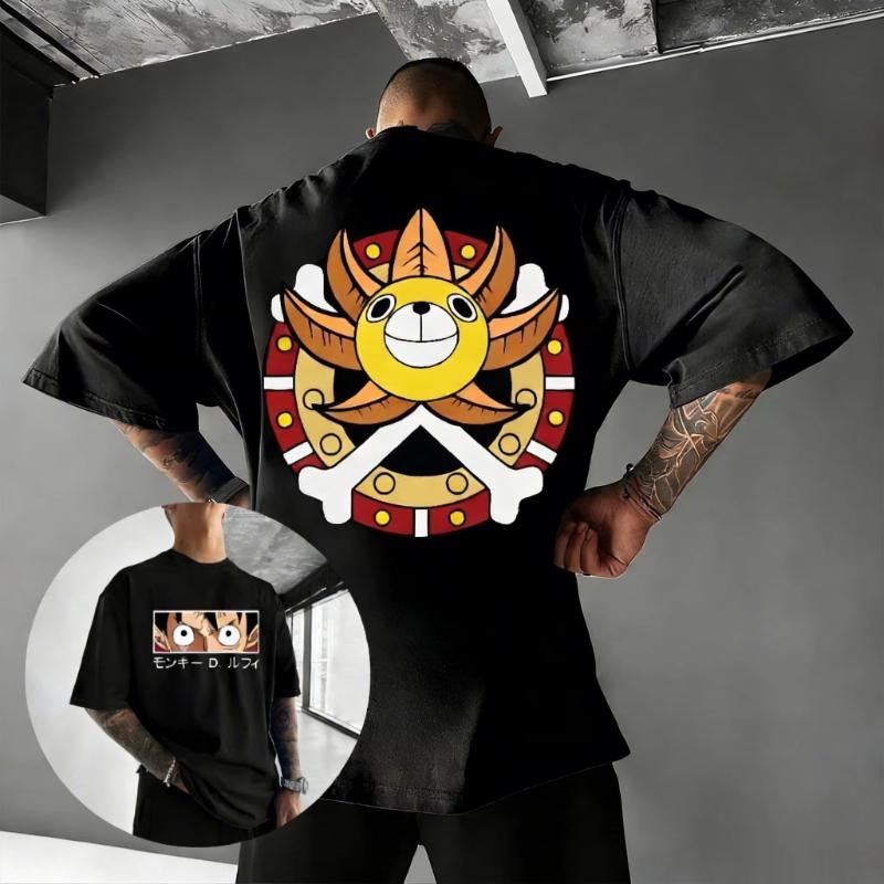 T-shirt Grafica Casual Oversize One Piece Luffy Anime Maglietta Uomo Donna Estate 2026 Manica Corta Top Streetwear Cosplay Abbigliamento Y2k