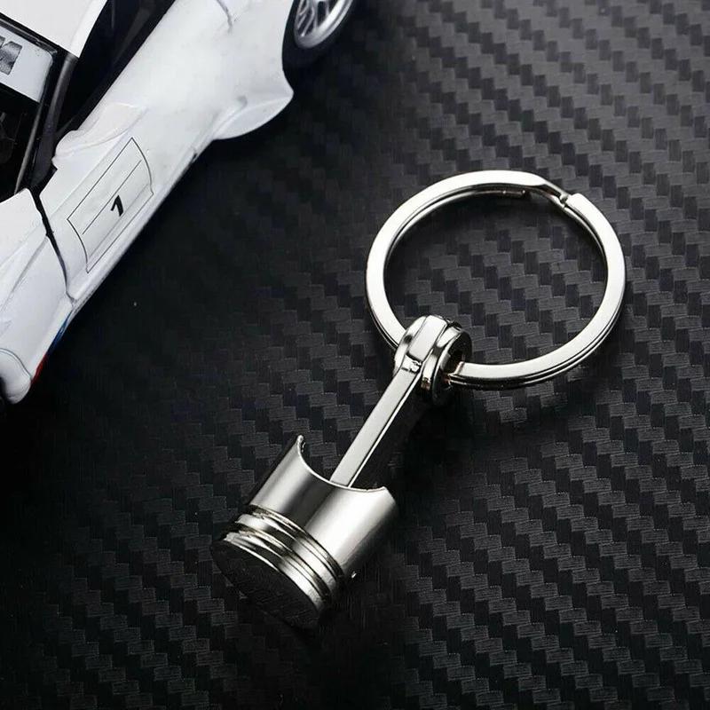 Car Engine Piston Style Keychain Key Ring Creative Metal Piston Model Keyring Keyfob Key Pendant KeyChain Decor Car Accessories