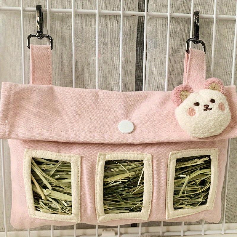 1pc Pet Linen Bag Rabbit Hay Bag Feeding Bag Chinchilla Guinea Pig Hanging Feed Bag Suitable for Gifts for Friends and Family