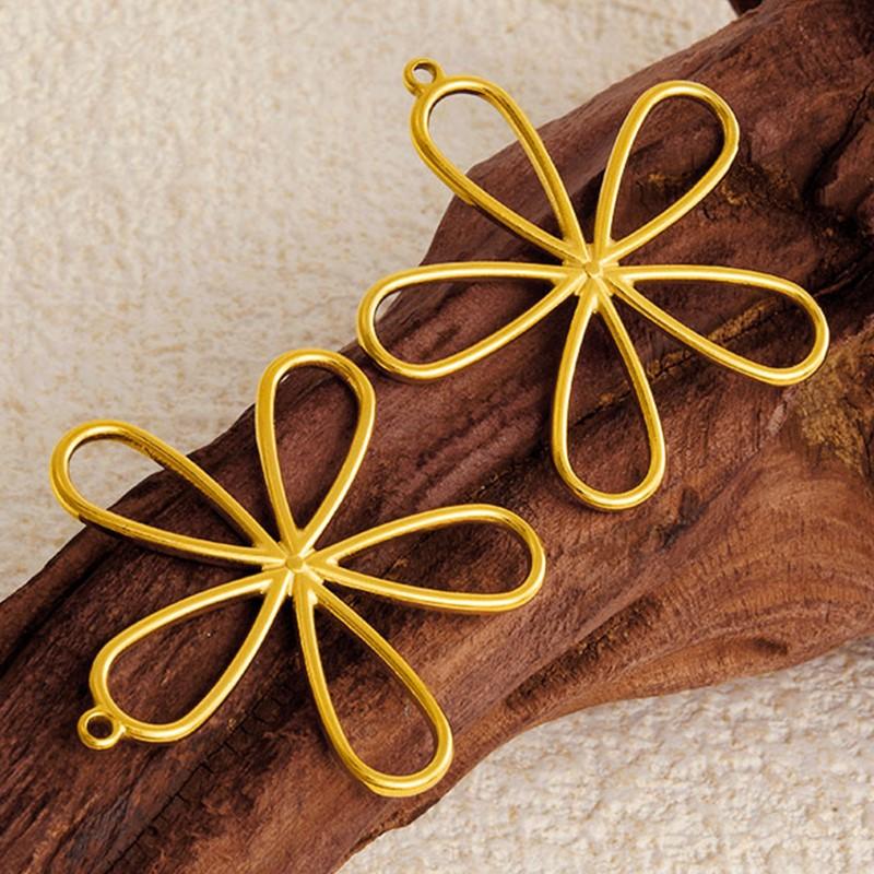 5pcs Fashion Plant Leaves Flower Charms For Jewelry Making Bulk Stainless Steel Charm Pendant DIY Earrings Bracelets Accessories