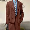 INCERUN Autumn Men Notched Lapel Long Sleeve Oversized Casual Thin Blazer Coats