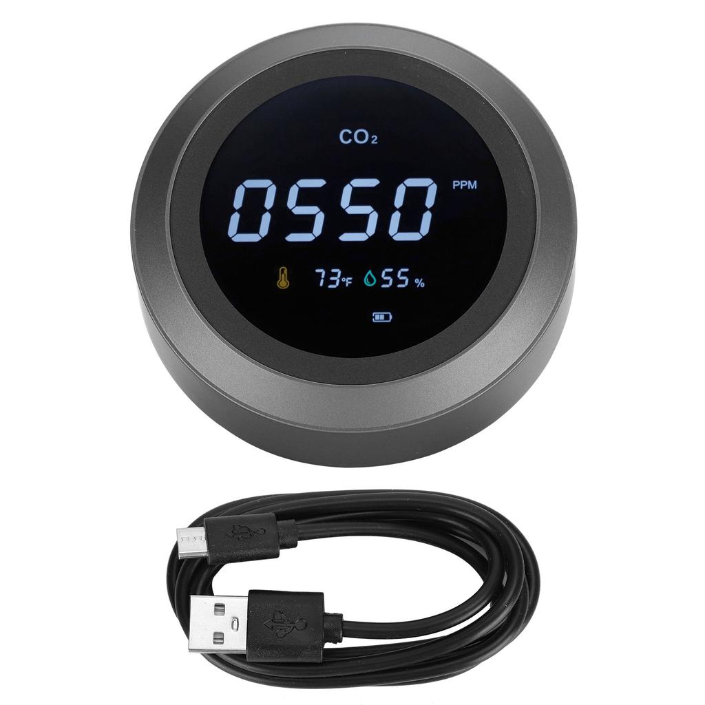 Air Quality Monitor Portable Intelligent WiFi CO2 Detector Temperature Humidity Tester Black