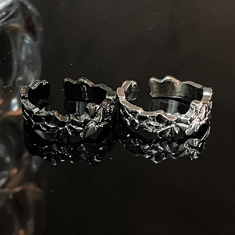 Niche Design Ring Opening High Sense Cold Wind Dark Personality French Lava Metal Index Finger Ring