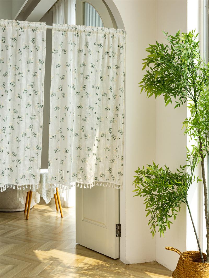 

Korean Daisy Curtains Blackout Curtains with Tassel, Cotton Floral Curtain for Kitchen, Bedroom, Living Room, Bay Window Cabinet W60xH90cm&Rod Pocket