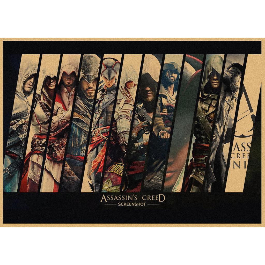 Assassin's Creed Retro Kraft Paper Wall Poster Mural 250