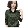 2024 Early Autumn Floral Patchwork Turn-Down Collar Long Sleeve Slimming Blouse for Middle-Aged Women