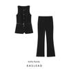 Kaslead New Women Clothes Western Style Fashion With Belt Vest Trumpet Pants 8372363 8372263