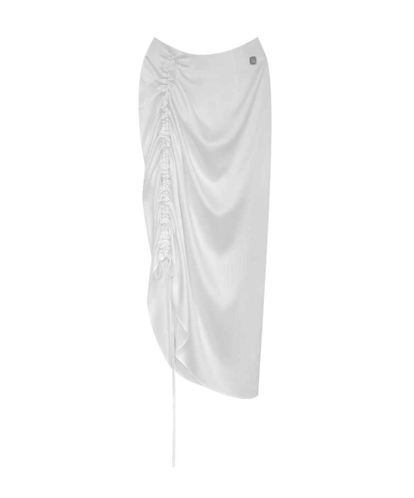 Teulimingbeodeu Shirring Strap Long Skirt [ White ]