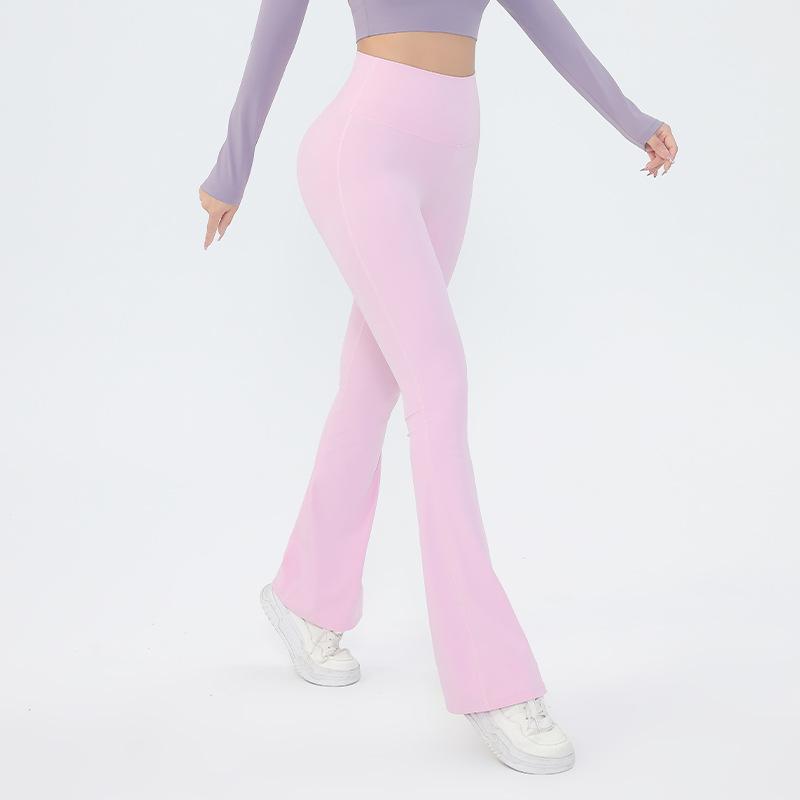 High-Waist Yoga-Hose mit Nude-Gefühl: Schnelltrocknende Micro-Flare Weitbeinige Hose mit Pfirsich-Po-Lifting für Damen