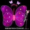 Children's Glow Angel Costume: Girl's Gauze Skirt with Flashing Wings and 20-Light Butterfly Design, 3-Piece Set.