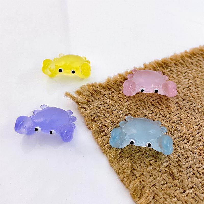 Pcs 10 Glow-In-The-Dark Cute Crabs Resin Desktop Decorations Ornaments Diy Handmade Hairpin Keychain Accessories Toys
