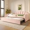 Sofa Bed Flieks Daybed 90×200 Cm (extendable To 180×200 Cm) with Color-changing LED Strip, Pink