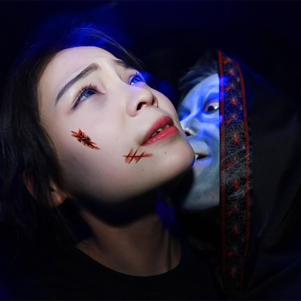 Men Halloween Waterproof Lifelike Face Patch Body Art Stickers Temporary Tattoos Tattoo Stickers