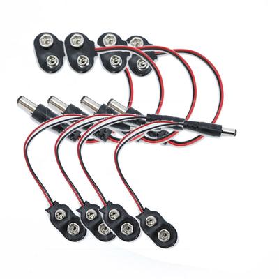 DC 5.5x2.1MM To 9V T I Type Clips Connector Buckle Connect Wires Black Red Cable Connection