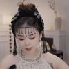 Diadema de Flor Trenzada Estilo Coreano Exquisita Banda Ancha para el Cabello con Pedrería Brillante con Borla Tiara para Fiesta Celebración Decoración Festiva