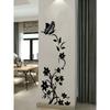 Autocolant Creativ Fluture Negru Viță de Vie cu Flori Autoadeziv pentru Frigider Perete Cameră de Zi Dormitor Decor Acasă, Autocolante, Decal Perete, Decal Vinil