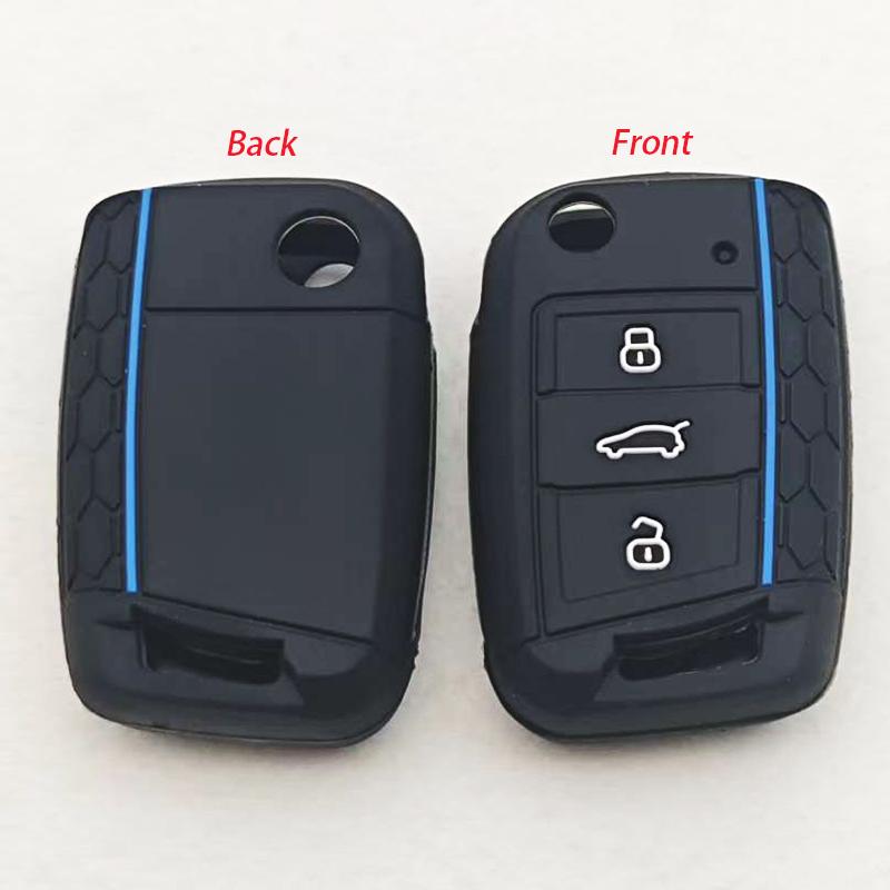 

3 Button Car Key Cover Silicone Case For VW Golf 7 GTI POLO T-Roc T-Cross Touran Skoda Tiguan Octavia Kodiaq Rapid Fabia Seat