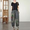 Taglie forti Vintage ricamo vita alta casual larghi Donna Primavera estate autunno jeans denim Pantaloni Harem