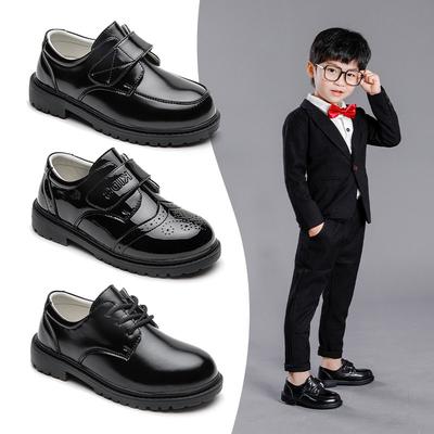 Scarpe in pelle per ragazzi, versione coreana delle scarpe casual da prestazione morbide per la scuola primaria, nere, da ragazzo e da ragazza, primavera e autunno