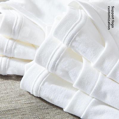 T-shirt unisexe à manches longues en pur coton épais 250 g, col rond blanc uni, sous-vêtement polyvalent pour femme