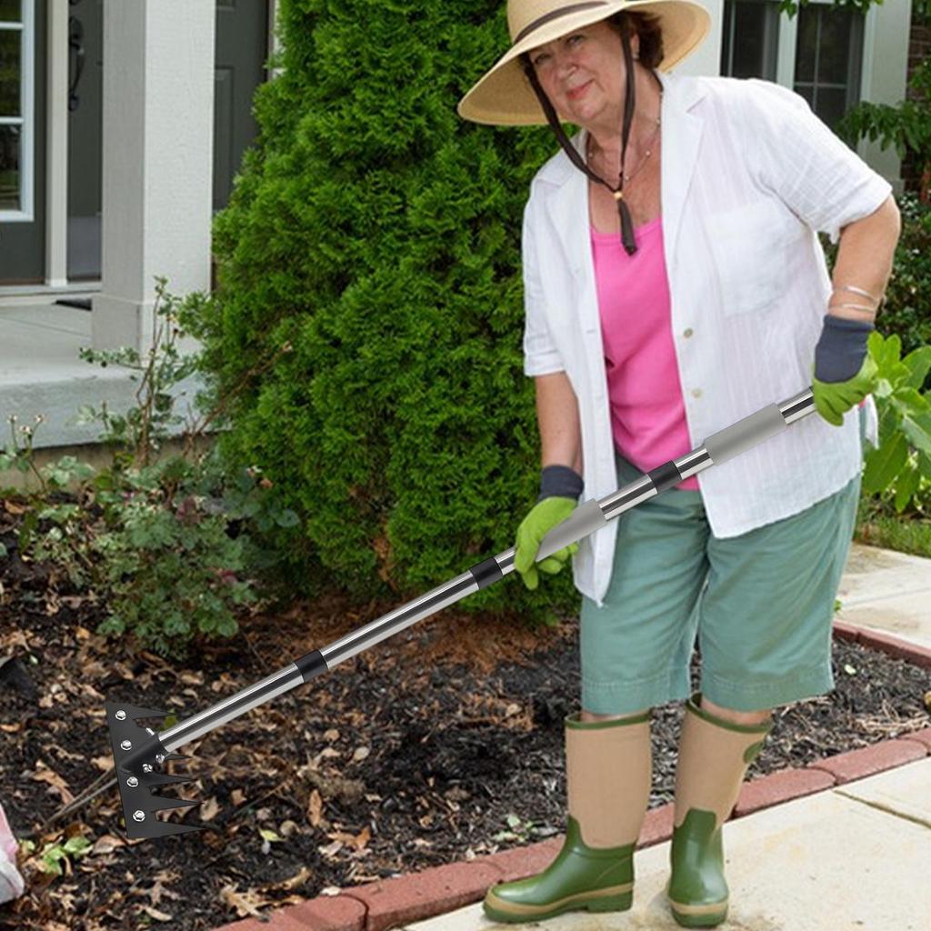 Long Handle Weeding Tool Gardening Weeding Rake Heavy Duty Iron Long Handled Weeding Rake With Telescopic Length For Weeding