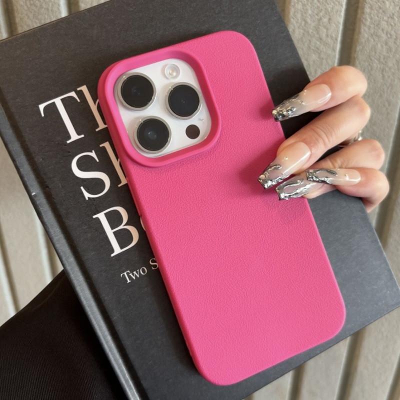 For Iphone 16e Rubber Cover With Stylish Litchi Texture And Shock Absorption