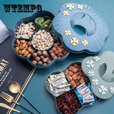 Home Kreatives Obsttablett, Wohnzimmer, Teetisch, Snacks, mehrschichtiges Kunststoff-Obsttablett, Aufbewahrungsbox mit Deckel, Zuckermelonensamen, Trockenobstbox