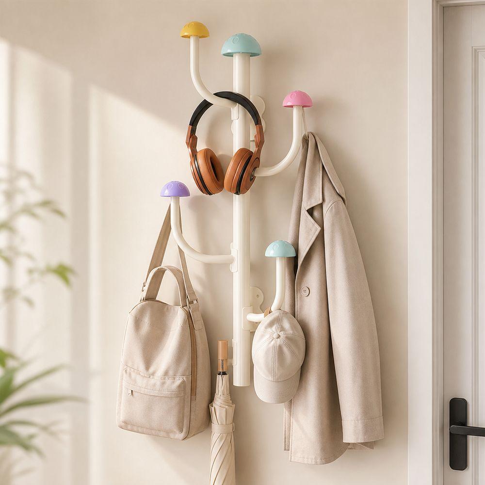 Smooth Edge Mushroom Coat Rack Space Saving Wall Hanging Hooks New Wall Coat Rack Entryway Storage