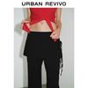 UR Women's High-Waist Slim Flared Pants with Lace-Up Detail