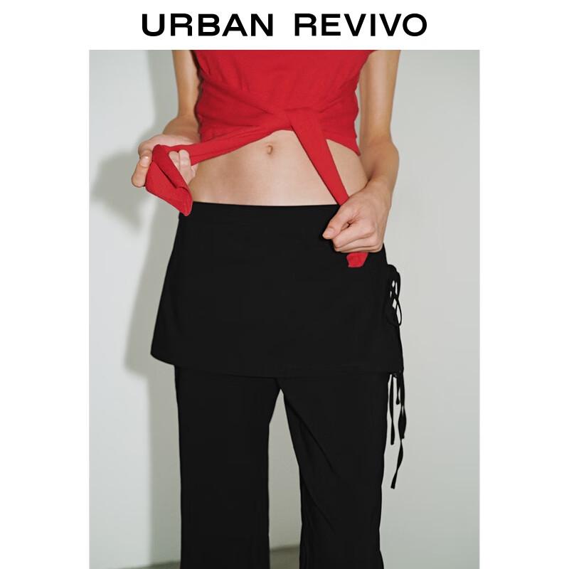 UR Women's High-Waist Slim Flared Pants with Lace-Up Detail