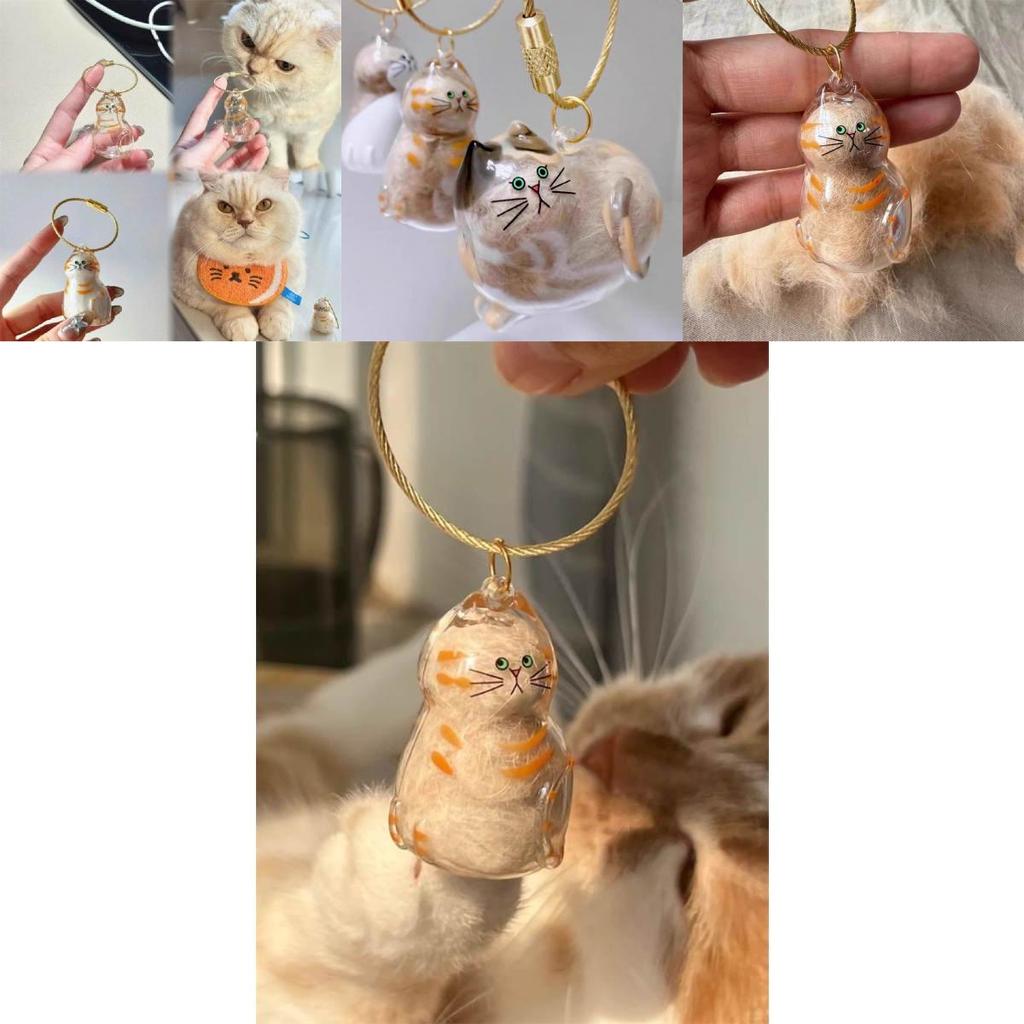 Cat Hair Storage Capsule Keychain With Acrylic Material For Collectors Gift And Party Decor