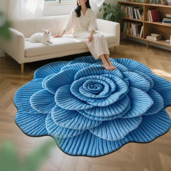 Tappeto da Pavimento Floreale 3D Tappeto Realistico con Fiori per Soggiorno Antiscivolo Assorbente Tappeto da Bagno Tappeto per Camera da Letto Sala Giochi Cucina