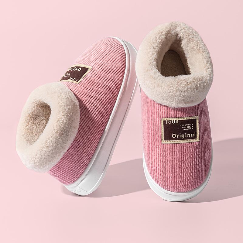 Women's High-Top Cotton Slippers, Winter Non-Slip Indoor/Outdoor, Thick Plush, Full-Wrap, Casual Warm Shoes