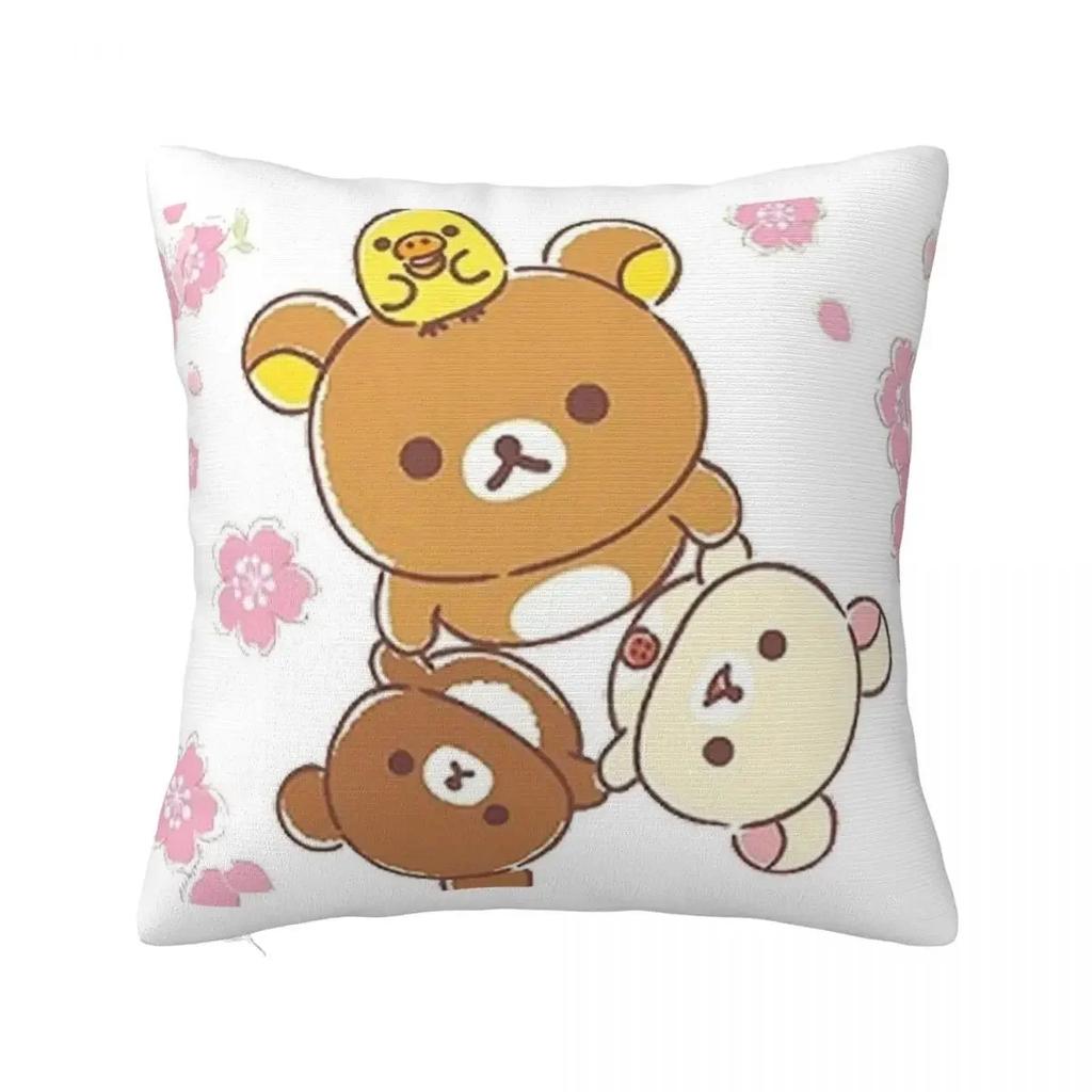 Rilakkuma Sakura Pillow Case Cushion Covers Fashion Zipper Decor Pillowcase for Home