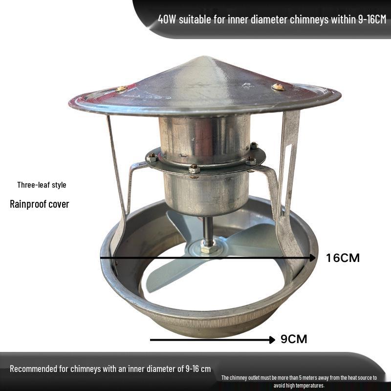 High-Power Chimney Exhaust Fan with Anti-Backdraft for Fireplaces and Stoves