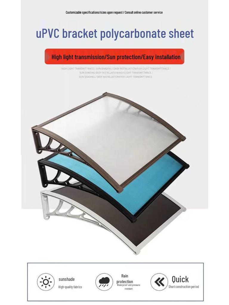 PC Sun Canopy Awning: Rainproof Shelter for Storefronts, Windows, Balconies, and Outdoor Air Conditioner Units