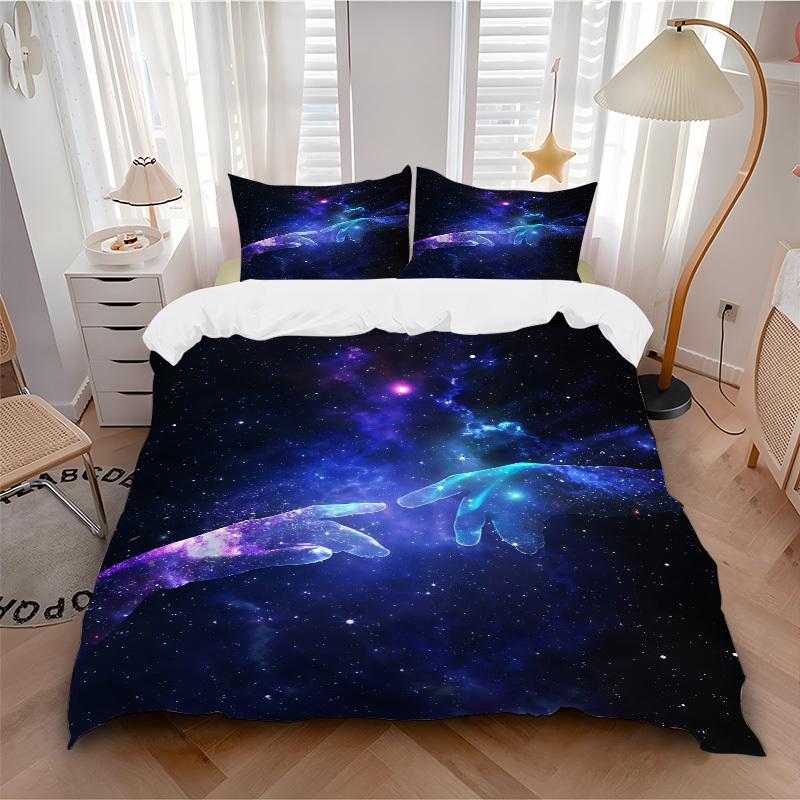 

3pcs Galaxy Hands Bedding Set, Includes 1 Comforter + 2 Pillowcases, Without Pillow Inserts, Soft Comfortable, Lightweight Breathable032 135x200cm