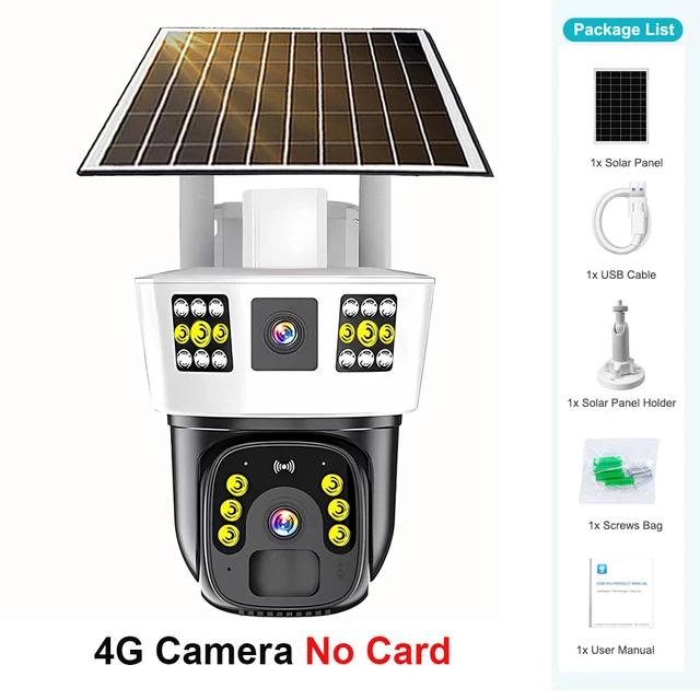 Outdoor 4G SIM Card Solar IP Camera Built-in Battery 12MP 6K PTZ Monitor PIR Human Detection Alarm Light Video Surveillance Cam