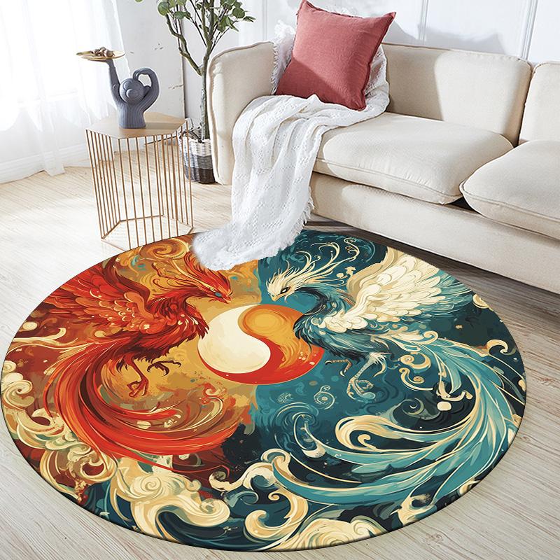 

Phoenix Spreading Wings Round Area Rug,Carpet Rug for Living Room Bedroom Sofa Playroom Decor,Non-slip Floor Mat 80cmx80cm