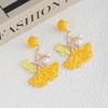 Exaggerated Vacation Wind Leaf Earrings Raffia Weaving Unique Personality Earrings Sweet Temperament Earrings
