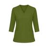 Top da lavoro da donna con scollo a V, tasche, spacchi laterali, manica corta, uniforme