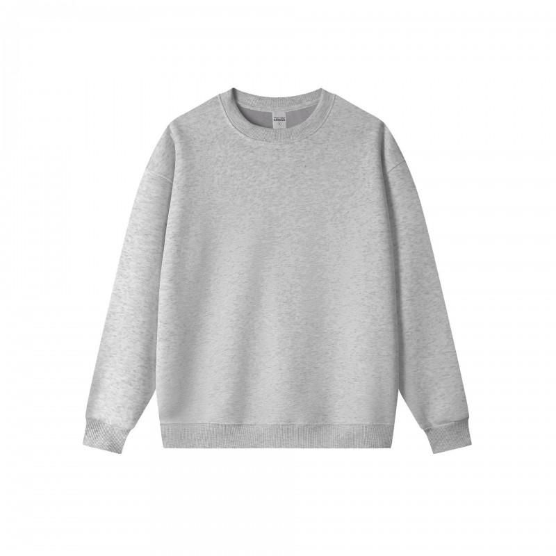 Mens Oversized Heavyweight 450g Fleece-Lined Crewneck Sweatshirt Loose Fit Drop Shoulder Solid Color American Style