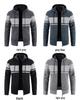 Men's Hooded Cardigan Sweater - Plus Velvet, Thick, Versatile, Knitwear Color Block Jacket for Autumn/Winter