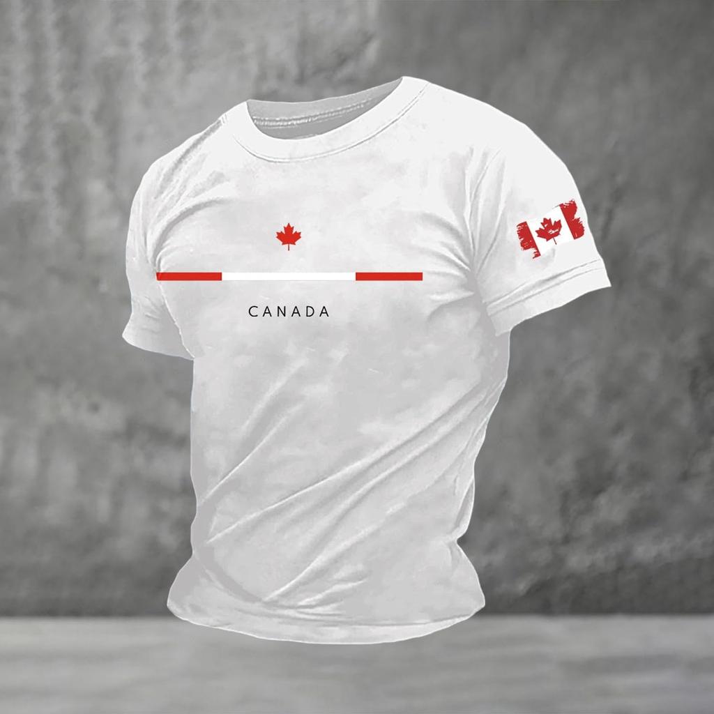 Men's Canadian Football Graphic Short Sleeve T-Shirt for Fan Celebration Breathable Cotton Neck