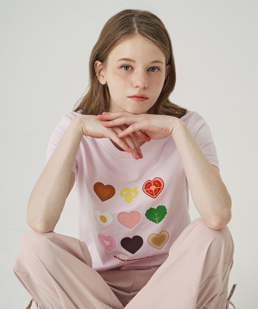 SWEET SOUP Hamburger Print T-Shirt_Lt/Violet(Wb7Stf4)