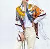Women Twill Silk Shawl Large Square Scarf 130*130cm Rose Floral Design Oversize Scarves Lady Gifts Present Scarves