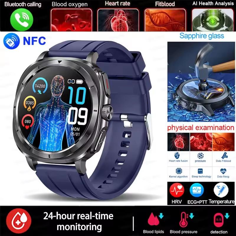 2025 Fashion New Expert Level Health Smart Watch Men ECG+PPG Laser Monitor Uric Acid Blood Fat Blood Pressure NFC HD Call Watch